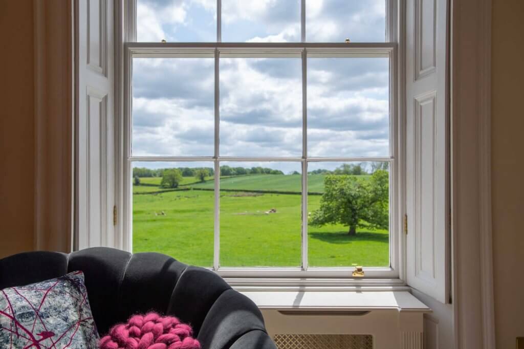 countryside through window