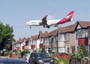 plane over houses