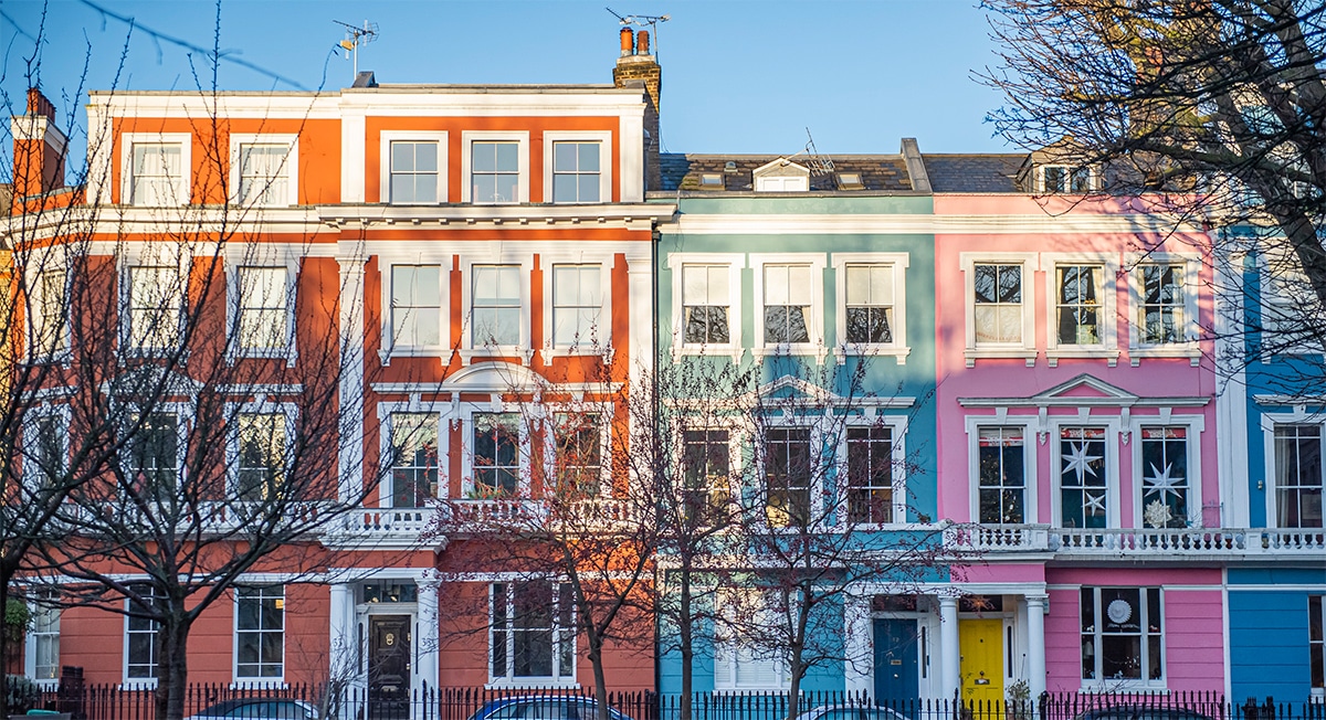 colourful houses in london