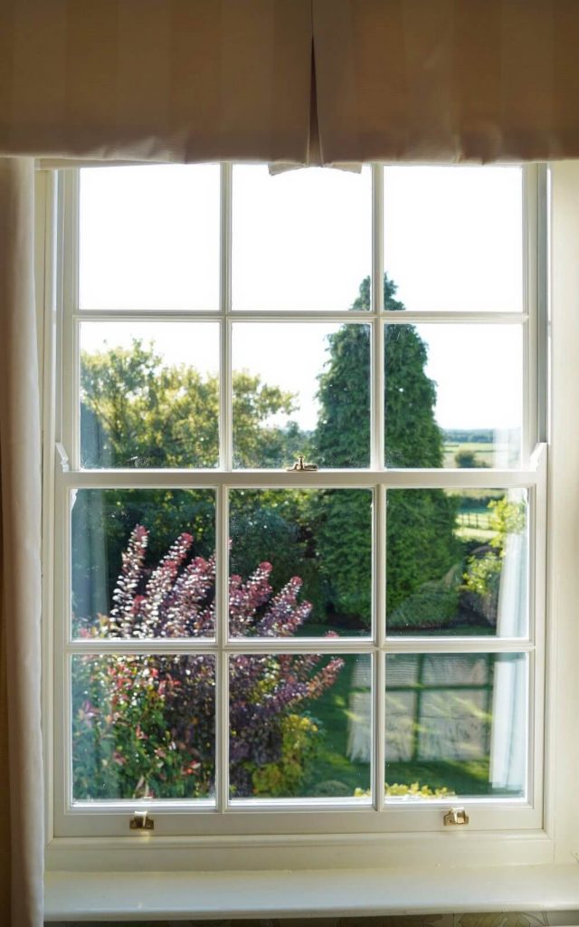 white sash window