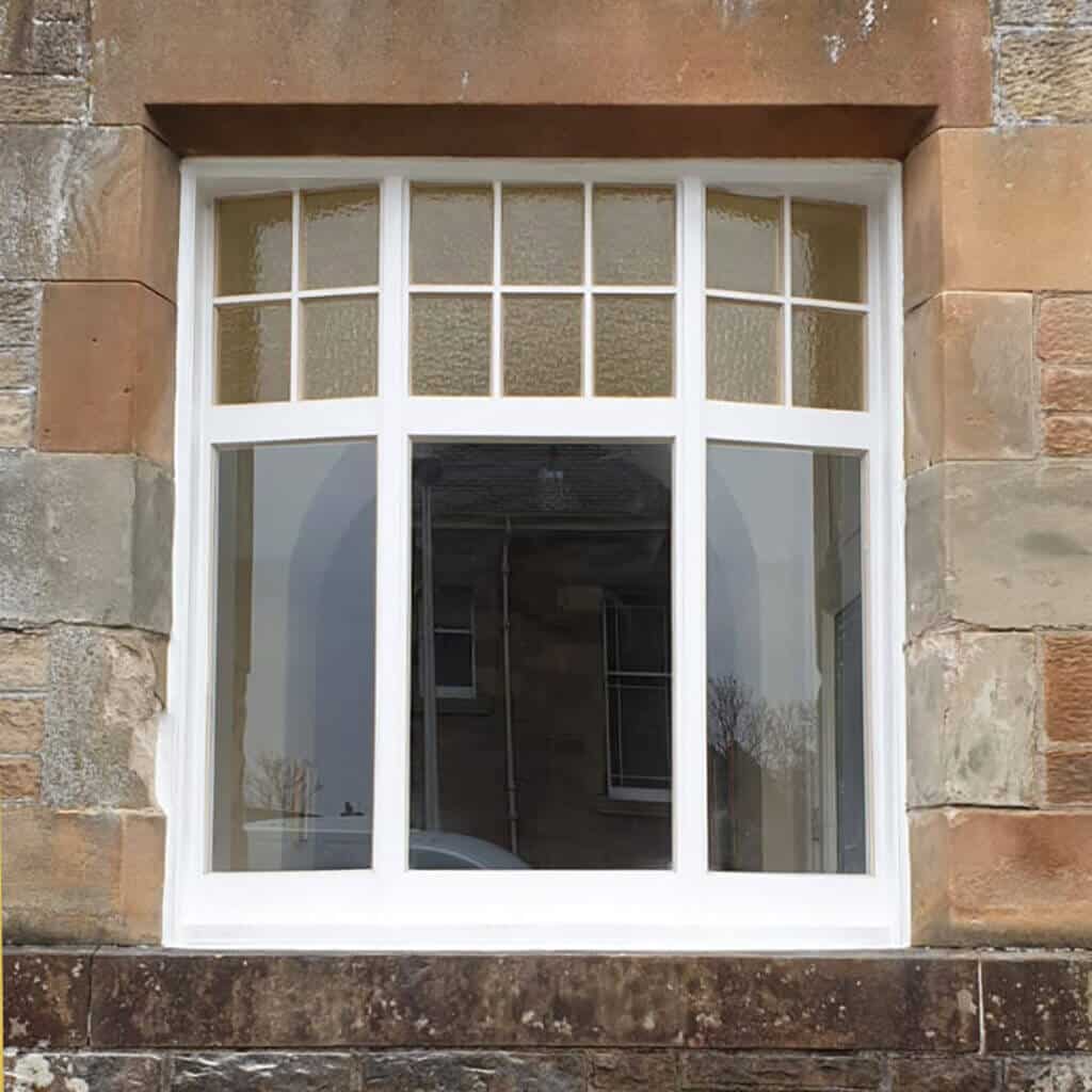white timber sash window