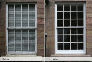 Before and after window refurbishment